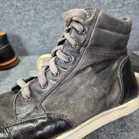Mens Bed Stu Marcus II Distressed Gray Leather Sneaker Shoes Hi Top Size 13 - Picture 15 of 16